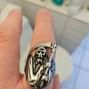 Stainless steel grim reaper ring size 12